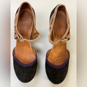 Chie Mihara Black Suede Mary Jane Heels